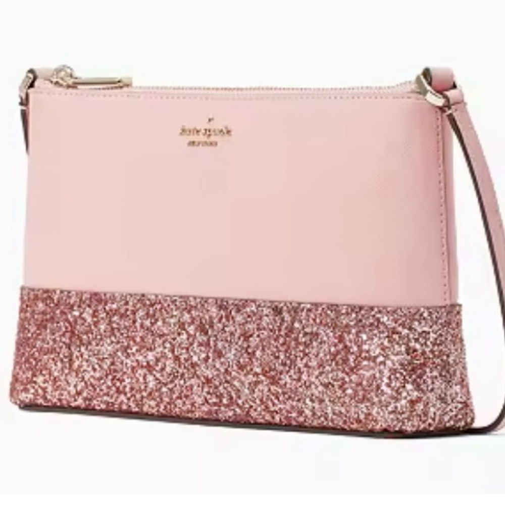 NWT kate spade leather &pink glitter Crossbody